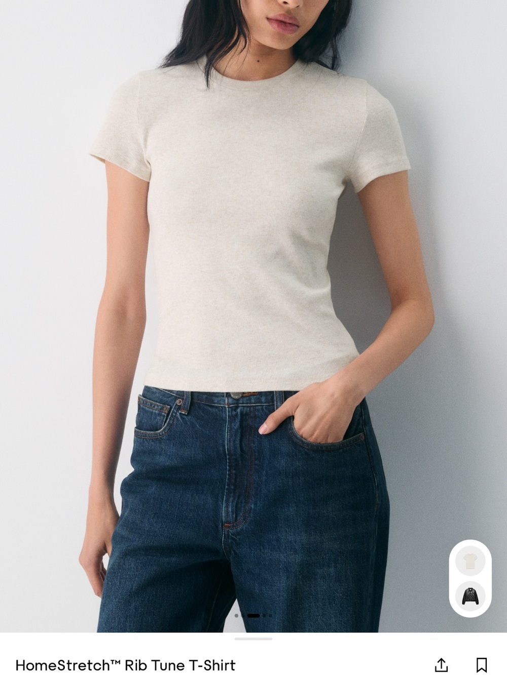 TNA Short-Sleeve Ribbed Tee in Cream